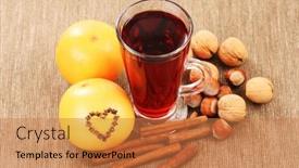 Presentation with spices - PPT theme consisting of glass-of-hot-wine background and a coral colored foreground