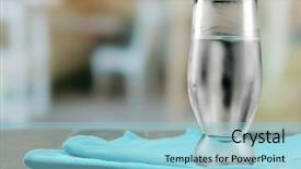  Presentation with table napkin - Colorful presentation theme enhanced with glass of ice water on napkin on wooden table and light blurred background backdrop and a light blue colored foreground
