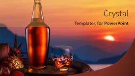  Presentation with rum - Presentation theme having glass-of-iced-dark-rum background and a yellow colored foreground