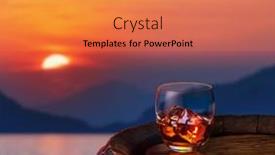  Presentation with oak barrel - Presentation consisting of glass-of-iced-dark-rum background and a coral colored foreground