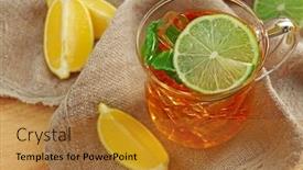  Presentation with lemon - Slides consisting of glass of iced tea background and a gold colored foreground