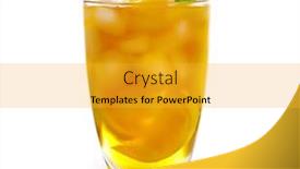  Presentation with lemon - Presentation having glass of iced tea with lemon isolated on white background and a gold colored foreground