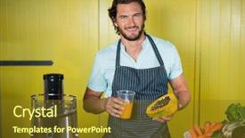  Presentation with staff - Beautiful theme featuring glass of juice and papaya backdrop and a tawny brown colored foreground