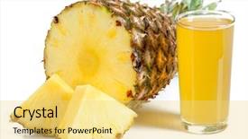  Presentation with juice pomegrante - Beautiful PPT theme featuring glass of juice and pineapple backdrop and a  colored foreground