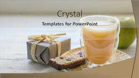  Presentation with breakfast cereal - Audience pleasing presentation theme consisting of glass-of-juice-cereal-bar backdrop and a light gray colored foreground