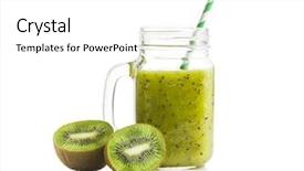  Presentation with kiwi - Beautiful PPT theme featuring glass of kiwi smoothie juicei backdrop and a white colored foreground