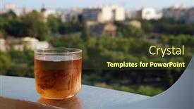  Presentation with glass chemistry lab equipment - Colorful presentation enhanced with glass of lager on a ledge above the turia river park in valencia spain backdrop and a tawny brown colored foreground