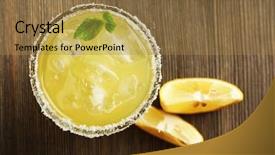 Presentation with orange slice - PPT theme having glass of lemon juice background and a coral colored foreground