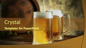  Presentation with wooden lighting - Slides consisting of glass-of-light-beer-pouring background and a tawny brown colored foreground