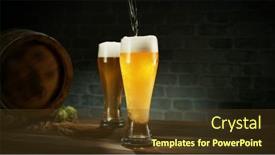  Presentation with tea pouring into glass transparent - Slides featuring glass-of-light-beer-pouring background and a tawny brown colored foreground