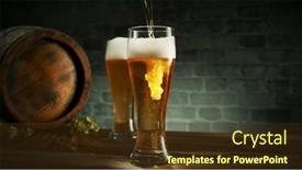  Presentation with wooden lighting - Presentation theme with glass-of-light-beer-pouring background and a tawny brown colored foreground