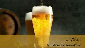  Presentation with tea pouring into glass transparent - Slides featuring glass-of-light-beer-pouring background and a gold colored foreground