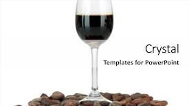  Presentation with liquor - PPT theme enhanced with glass of liquor and cocoa beans isolated on white background and a white colored foreground