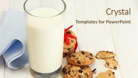  Presentation with chocolate milk - Presentation theme having glass of milk and chocolate background and a cream colored foreground