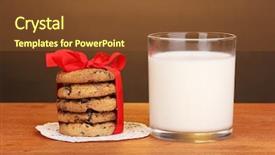  Presentation with milk bottle and milk glass - Beautiful presentation theme featuring glass of milk and cookies backdrop and a  colored foreground