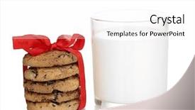  Presentation with milk bottle and milk glass - Slide set enhanced with glass of milk and cookies background and a  colored foreground