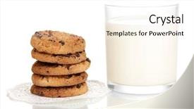  Presentation with milk bottle and milk glass - Cool new presentation theme with glass of milk and cookies backdrop and a  colored foreground