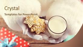  Presentation with cookies christmas - Beautiful PPT layouts featuring glass of milk and cookies backdrop and a  colored foreground