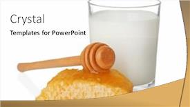  Presentation with honeycomb - Presentation design with glass of milk and honeycomb on white background background and a white colored foreground