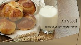 Presentation with milk - Presentation with glass of milk and pie background and a coral colored foreground