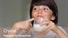  Presentation with milk bottle and milk glass - Beautiful PPT layouts featuring glass of milk for breakfast backdrop and a coral colored foreground