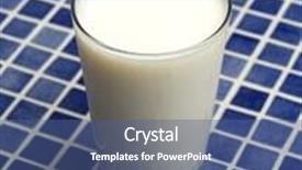  Presentation with mosaic - Theme having glass of milk towards blue mosaic background and a ocean colored foreground