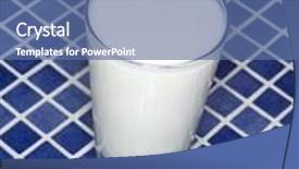  Presentation with mosaic - Beautiful PPT theme featuring glass of milk towards blue mosaic backdrop and a ocean colored foreground