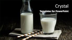  Presentation with milk - Colorful slide deck enhanced with glass-of-milk-with-bottle backdrop and a black colored foreground