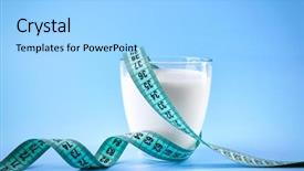  Presentation with milk - Cool new slide set with glass of milk with centimeter backdrop and a light blue colored foreground