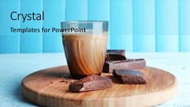  Presentation with chocolate milk - Colorful presentation theme enhanced with dark blue colorful block - glass of milk with chocolate backdrop and a arctic colored foreground