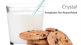  Presentation with white milk - Slides with glass of milk with cookies isolated on white background background and a white colored foreground