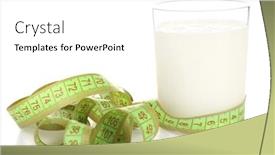  Presentation with white milk - Cool new PPT theme with glass of milk with measuring tape isolated on white backdrop and a white colored foreground