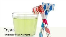  Presentation with effervescent tablets - Theme with glass of orange flavored effervescent background and a soft green colored foreground