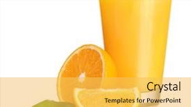  Presentation with orange juice - Beautiful slide set featuring glass of orange juice isolated backdrop and a yellow colored foreground