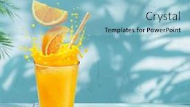  Presentation with orange juice - Presentation enhanced with glass-of-orange-juice background and a light blue colored foreground