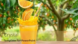  Presentation with orange juice - PPT theme featuring glass-of-orange-juice background and a yellow colored foreground