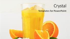 Presentation with orange juice - PPT layouts with glass of orange juice background and a soft green colored foreground