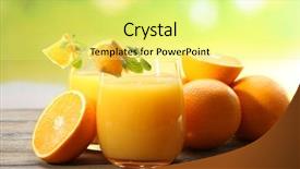  Presentation with orange juice - Theme with glass of orange juice background and a yellow colored foreground