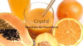  Presentation with orange juice - Beautiful PPT theme featuring glass-of-orange-juice backdrop and a gold colored foreground