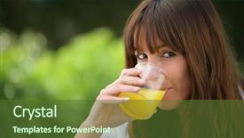  Presentation with drinking glass - Colorful slides enhanced with glass of orange juice backdrop and a tawny brown colored foreground