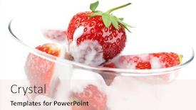  Presentation with yogurt - Cool new slide set with glass of plain yogurt with fresh strawberries closeup backdrop and a lemonade colored foreground