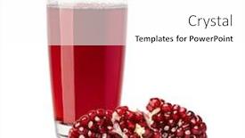 Presentation with pomegranate - Colorful presentation design enhanced with glass-of-pomegranate-juice-isolated backdrop and a white colored foreground