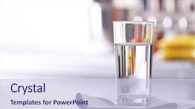  Presentation with pure water - PPT theme enhanced with glass of pure water background and a sky blue colored foreground