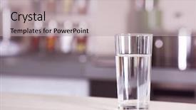  Presentation with pure water - PPT theme consisting of glass of pure water background and a light gray colored foreground