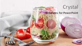  Presentation with quinoa - Cool new theme with glass of quinoa and vegetables on table backdrop and a lemonade colored foreground