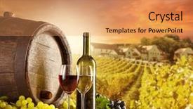  Presentation with bottle red wine - Presentation theme featuring glass of red white wine background and a coral colored foreground