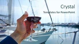 Presentation with yacht - Audience pleasing presentation consisting of yachting - glass of red wine backdrop and a sky blue colored foreground