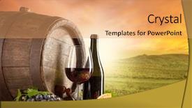  Presentation with wine barrel - Colorful slide deck enhanced with glass of red wine backdrop and a coral colored foreground