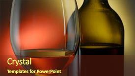  Presentation with bottle red wine - Beautiful PPT theme featuring glass of red wine with bottle beside and an abstract low-light background backdrop and a tawny brown colored foreground