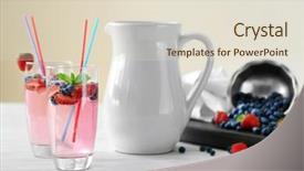  Presentation with berries - Amazing PPT layouts having glass of refreshing homemade drink backdrop and a  colored foreground